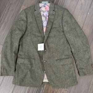 NWT Indochino Wool Blazer Olive Green with Floral Paisley Interior Yaletown 52